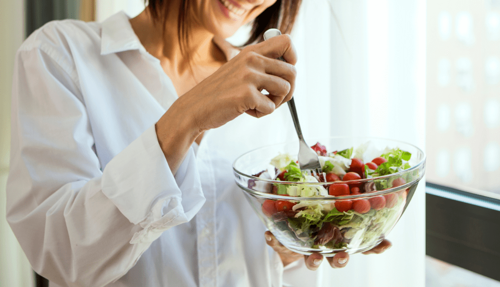 A woman having a healthy diet